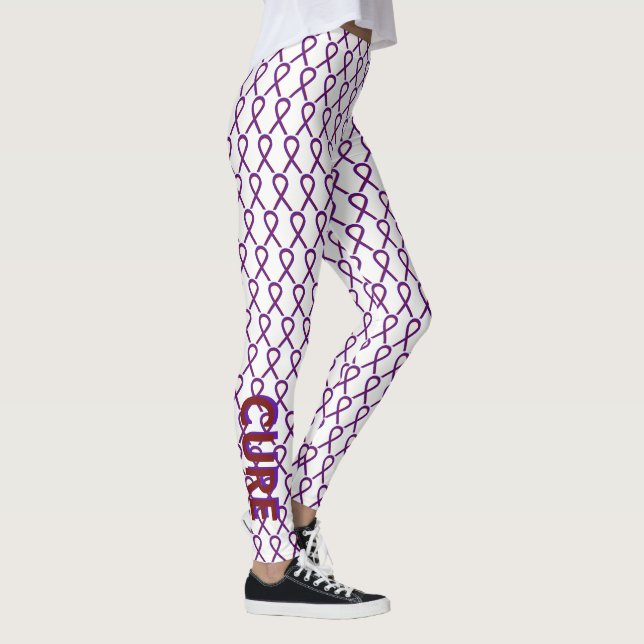 Purple & Burgundy Awareness Ribbon Custom Leggings (Right)