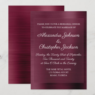 Purple Burgundy Elegant Rehearsal Dinner Invitation