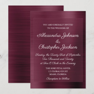 Purple Burgundy Elegant Wedding Invitation