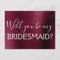 Purple Burgundy Elegant Will You be my Bridesmaid