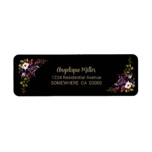 Purple Burgundy Floral Black