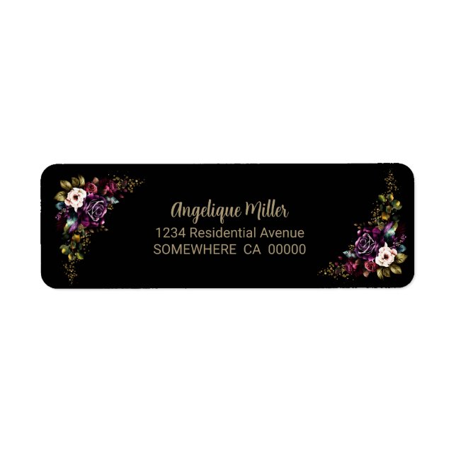 Purple Burgundy Floral Black (Front)