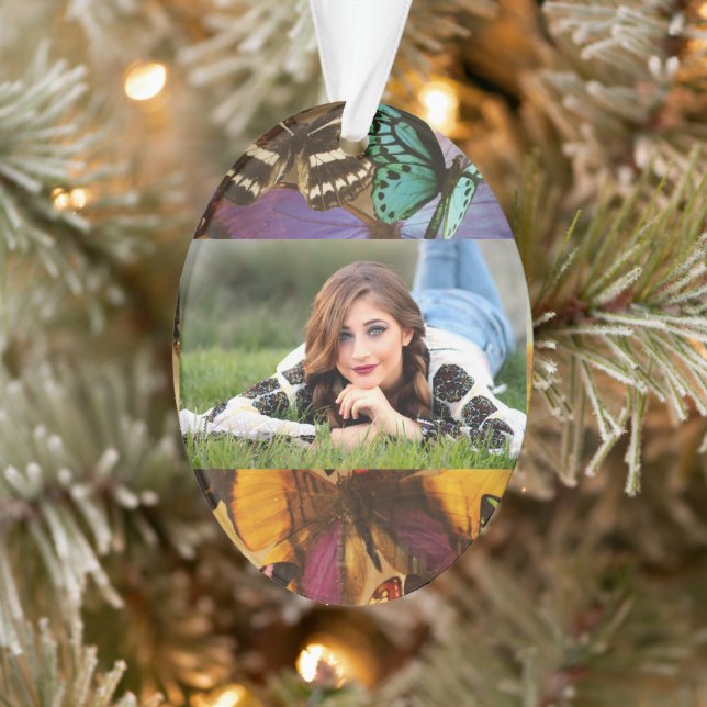 purple burgundy orange colourful tropical butterfl ornament (Tree)