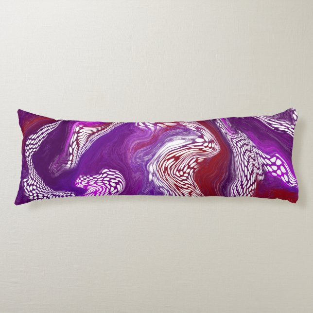 Purple burgundy red abstract fluid Art Body Cushion (Front)