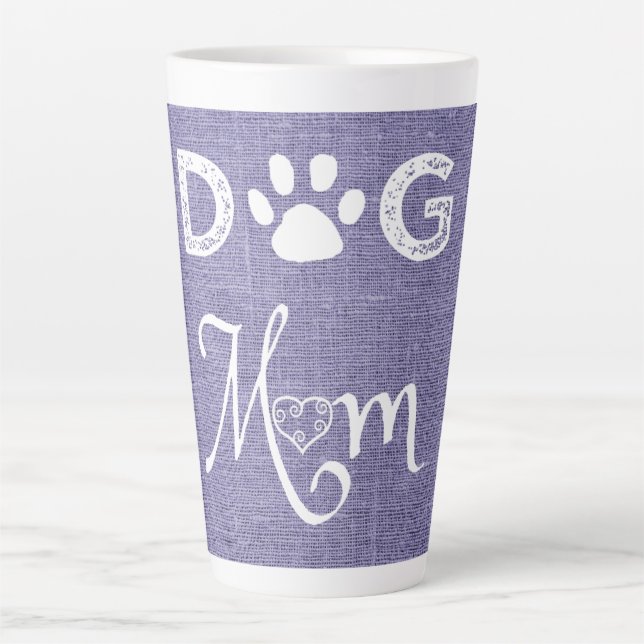 Purple Burlap Dog Mum Latte Mug (Front)