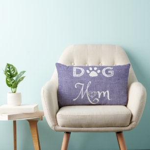 Purple Burlap Dog Mum Lumbar Pillow