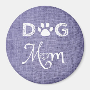Purple Burlap Dog Mum Magnet