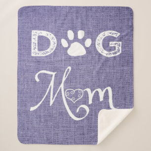 Purple Burlap Dog Mum Sherpa Blanket