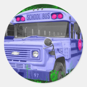 Purple Bus Classic Round Sticker