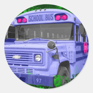 Purple Bus Classic Round Sticker