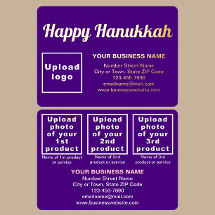 Purple Business Brand on Hanukkah Rectangle Foil Holiday Card