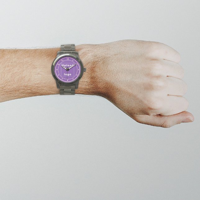 Purple Business Brand on Men's Watch (Your business logo with purple background on men's watch.)