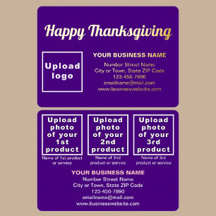 Purple Business Brand on Thanksgiving Rectangle Foil Holiday Card