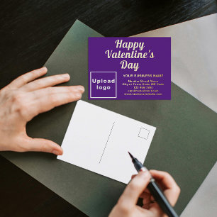 Purple Business Brand on Valentine Foil Holiday Postcard