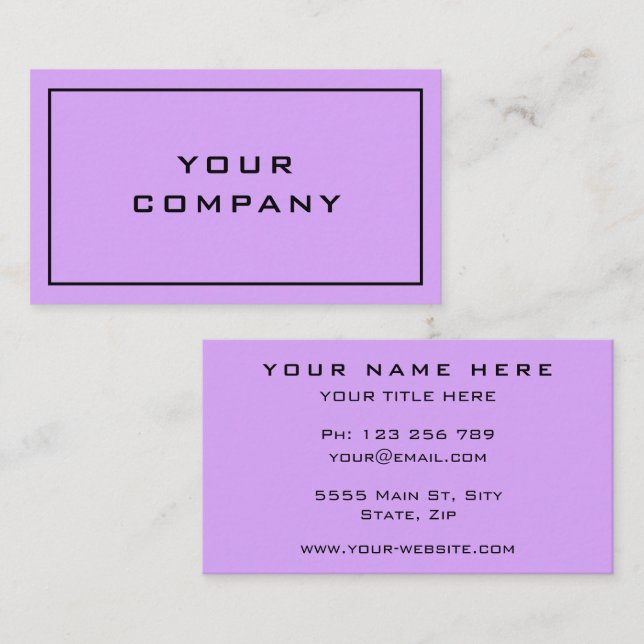Purple Business Card Fresh Design - Your Colours (Front/Back)