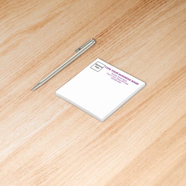 Purple Business Font White Square post it note (Build brand name awareness. Purple texts of your business brand on heading of square post it note.)
