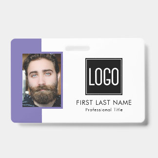 Purple Business ID Badge – Photo & Company Logo