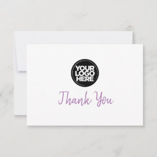 Purple Business Logo And Message Thank You Card