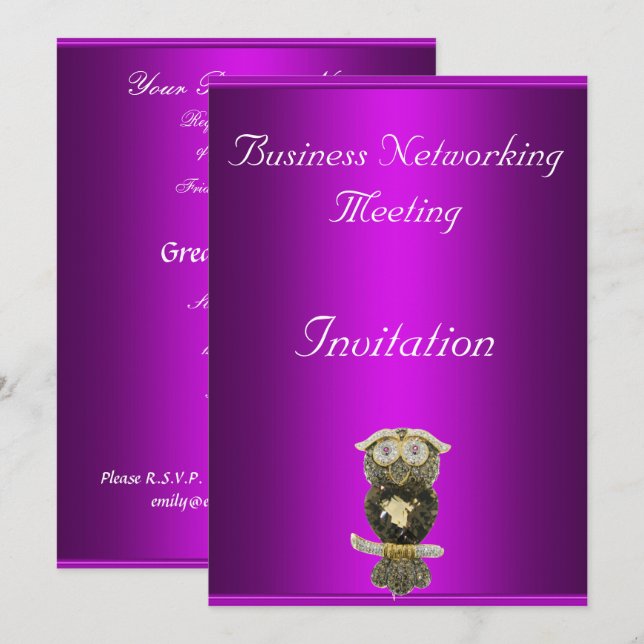 Purple Business Meeting Invitation Change Logo (Front/Back)