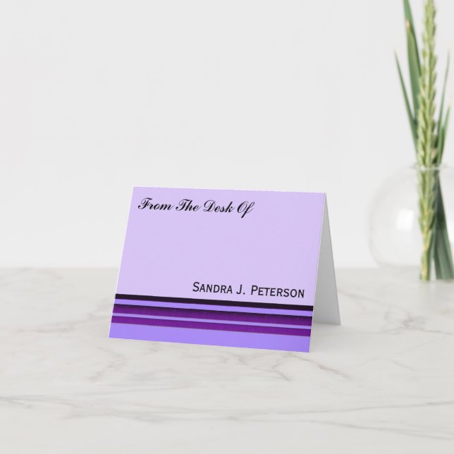 Purple Business Stripes Note Card (Front)