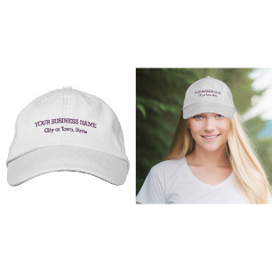 Purple Business Text Embroidered on Cap