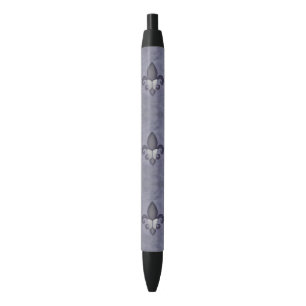 Purple Butterfleur Butterfly on Fleur de Lis Blue Ink Pen