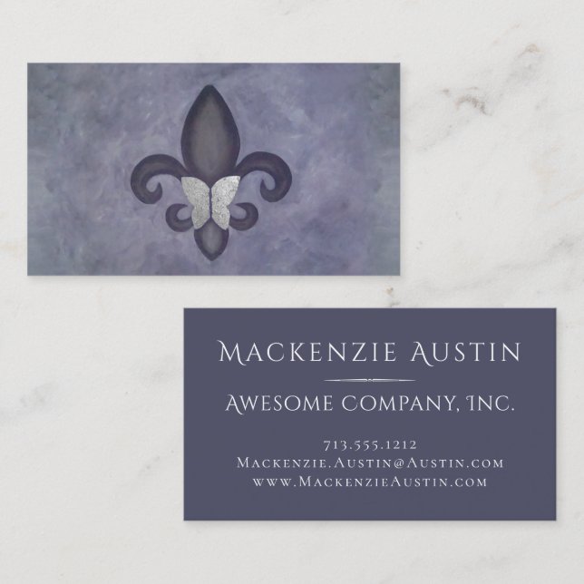 Purple Butterfleur | Butterfly on Fleur de Lis Business Card (Front/Back)
