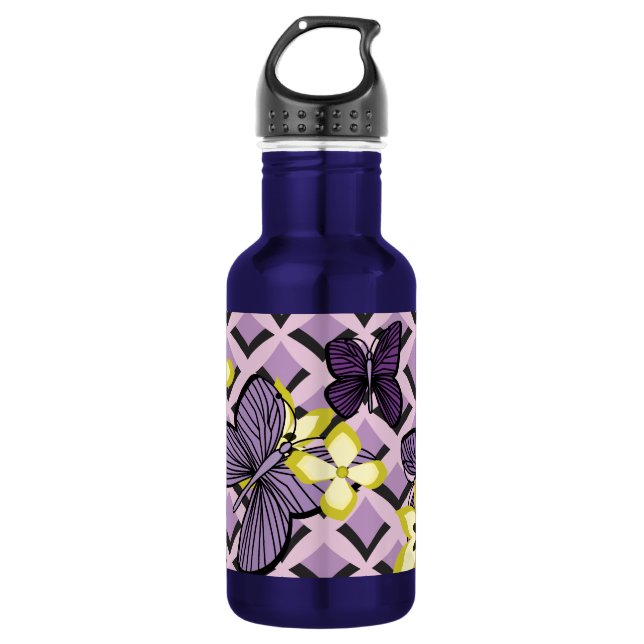 Purple Butterflies 532 Ml Water Bottle (Front)