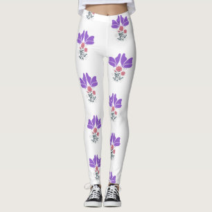 Purple butterflies and flowers leggings