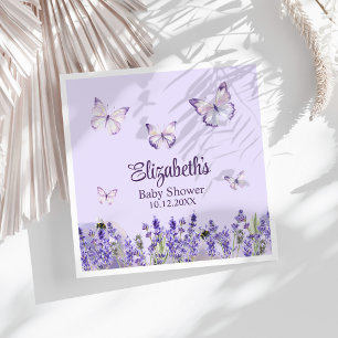 Purple Butterflies and Lavenders Baby Shower Napkin
