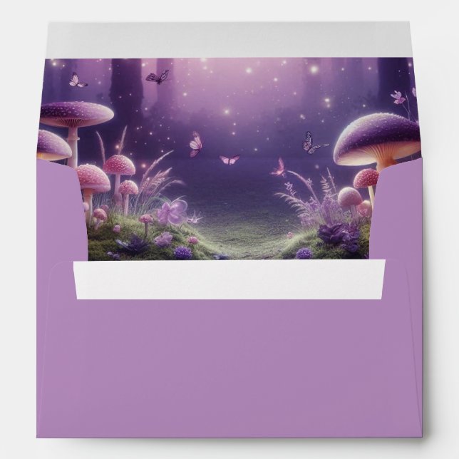 Purple Butterflies and Starlit Skies Wedding Envelope (Back (Bottom))