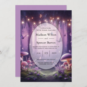 Purple Butterflies and Starlit Skies Wedding Invitation