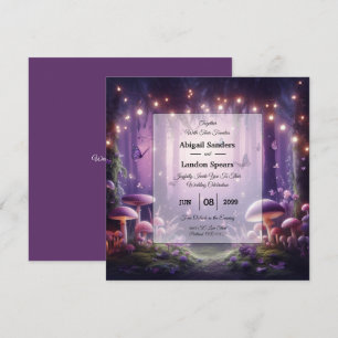 Purple Butterflies and Starlit Skies Wedding Invitation