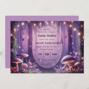 Purple Butterflies and Starlit Skies Wedding Invitation