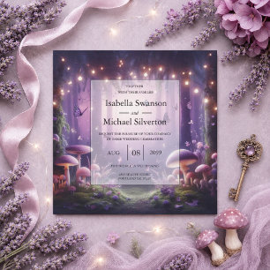 Purple Butterflies and Starlit Skies Wedding Invitation
