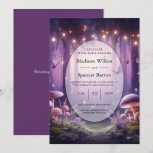 Purple Butterflies and Starlit Skies Wedding Invitation