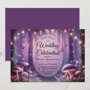 Purple Butterflies and Starlit Skies Wedding Invitation