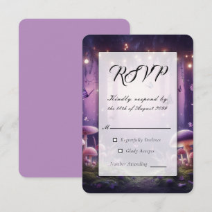 Purple Butterflies and Starlit Skies Wedding RSVP Card
