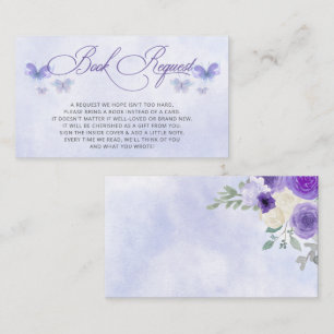 Purple Butterflies Baby Shower Book Request Enclosure Card