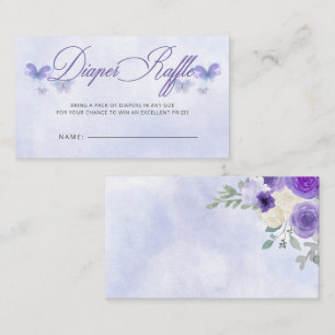 Purple Butterflies Baby Shower Diaper Raffle Enclosure Card