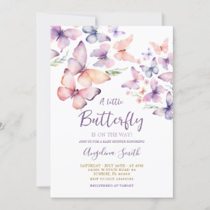 Purple Butterflies Baby Shower Invitation