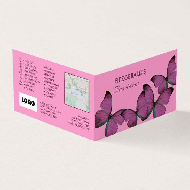 Purple Butterflies, Beautician, Loyalty Card, Business Card (Outside)