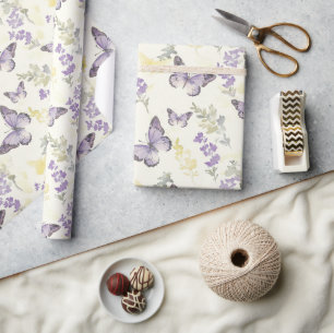 Purple Butterflies Birthday Wrapping Paper