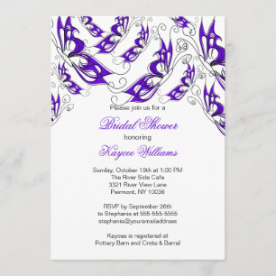 Purple Butterflies Bridal Shower Invitation