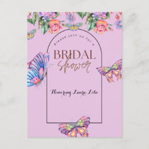 PURPLE BUTTERFLIES Bridal Shower Invitation Postcard
