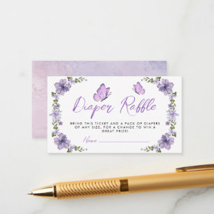 Purple Butterflies Diaper Raffle Enclosure Card