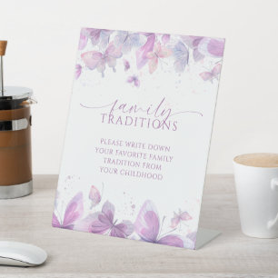 Purple Butterflies Favourite Family Traditions Gam Pedestal Sign
