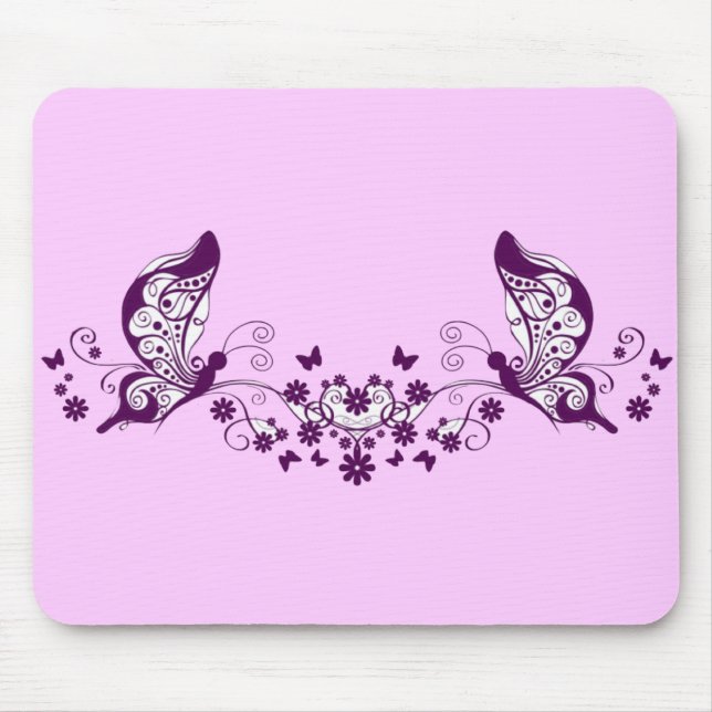 Purple Butterflies Mouse Mat (Front)