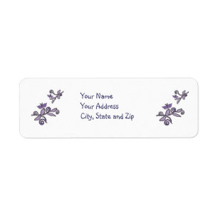 Purple butterflies on branches address label