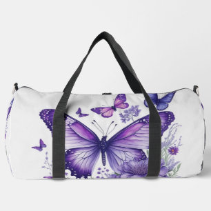  Purple Butterflies on Flower  Duffle Bag
